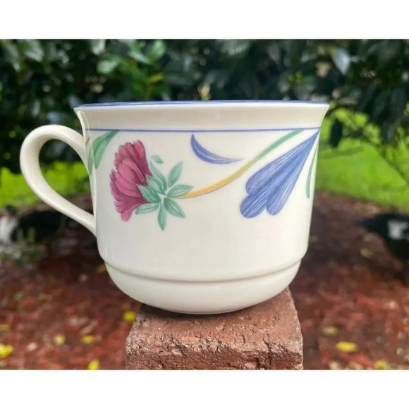 Lenox POPPIES on BLUE, 2 Flat Cups, 2.75" VINTAGE Excellent Condition USA - Picture 5 of 14